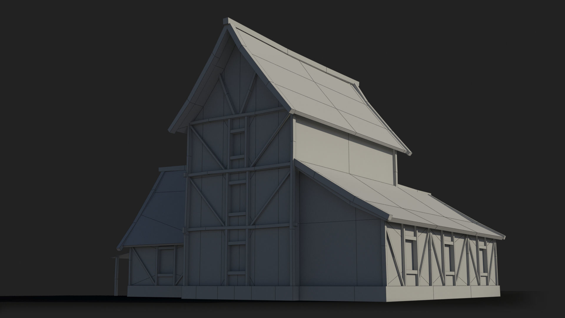 Medieval house x19 Low-poly 3D model_9