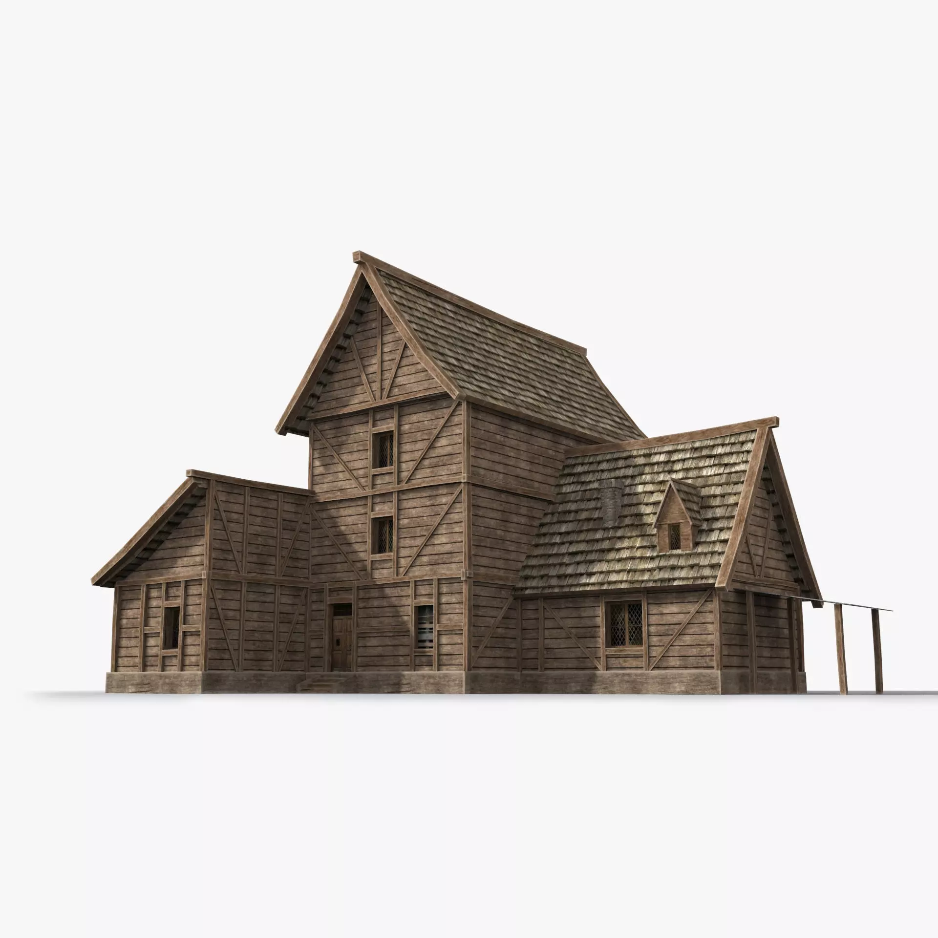 Medieval house x19 Low-poly 3D model_0