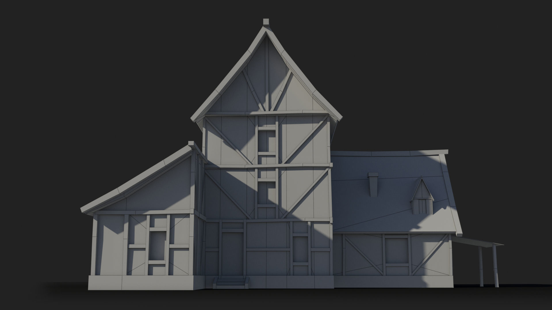 Medieval house x19 Low-poly 3D model_6