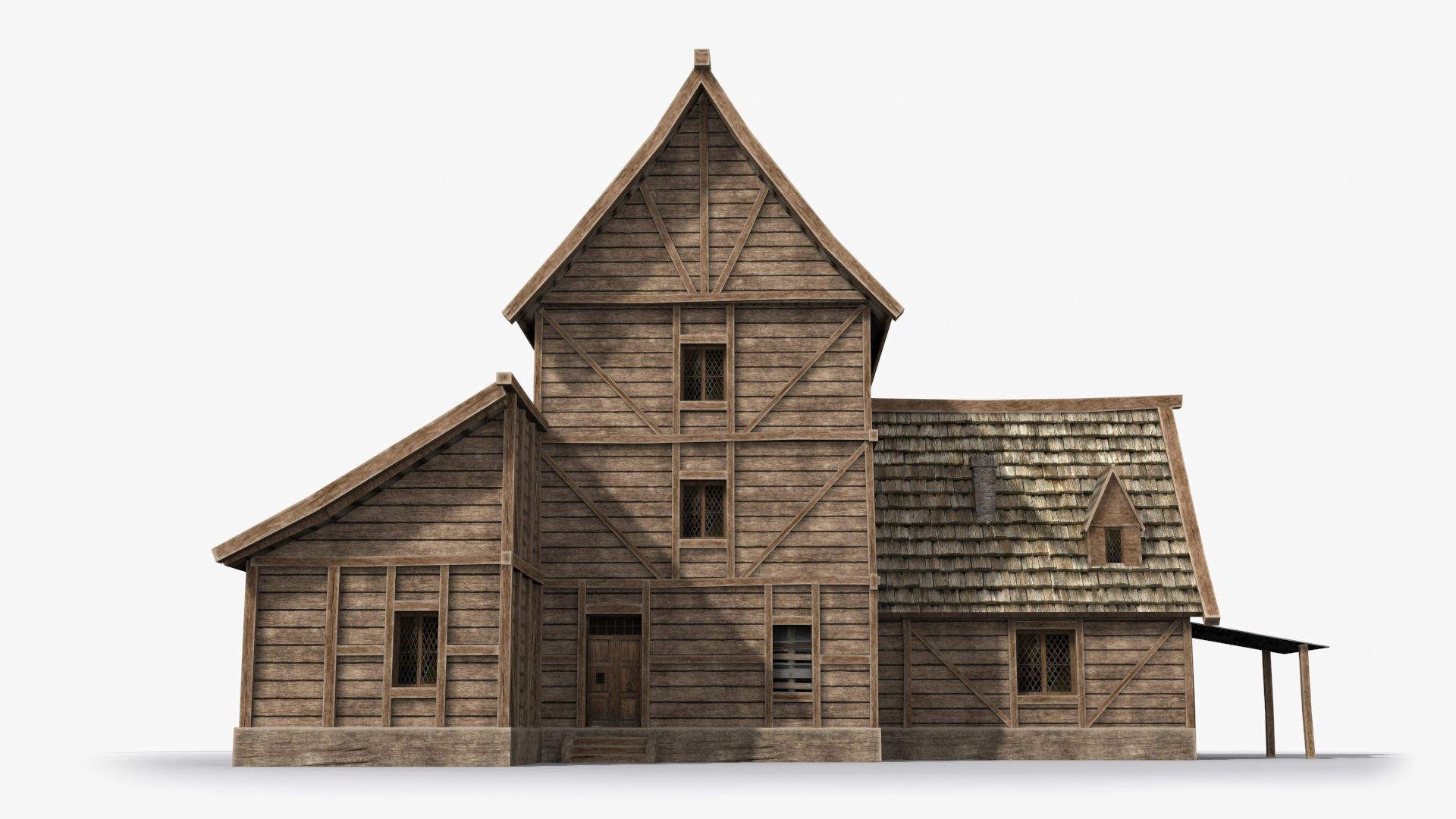 Medieval house x19 Low-poly 3D model_1