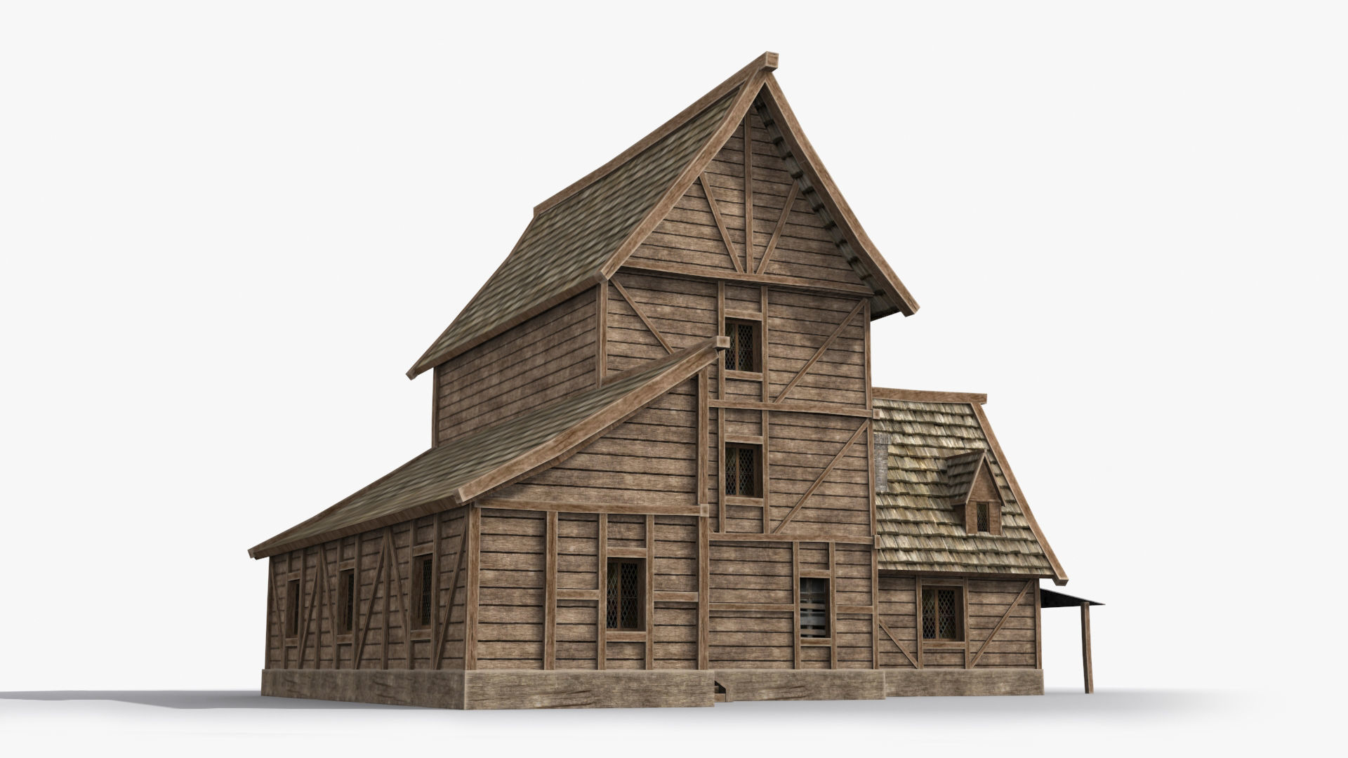 Medieval house x19 Low-poly 3D model_2