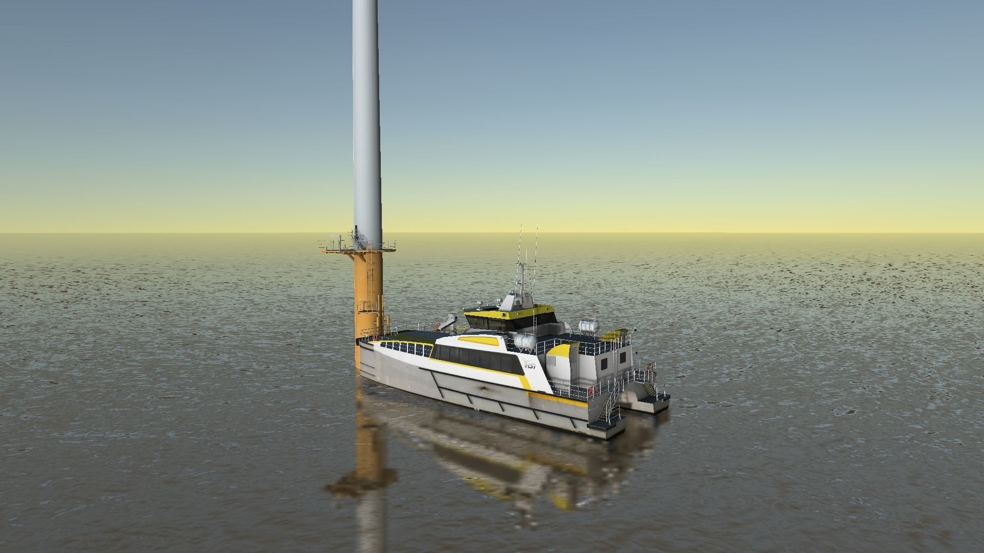 Wind Farm Support Vessel 3d model low-poly Low-poly 3D model_6