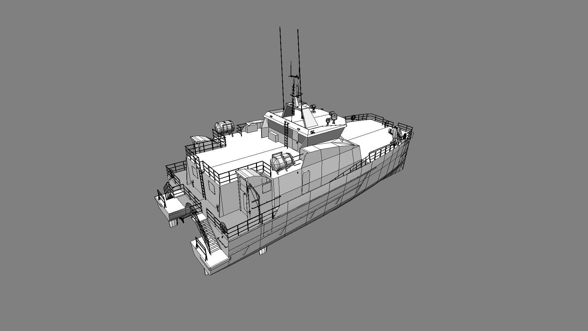 Wind Farm Support Vessel 3d model low-poly Low-poly 3D model_5