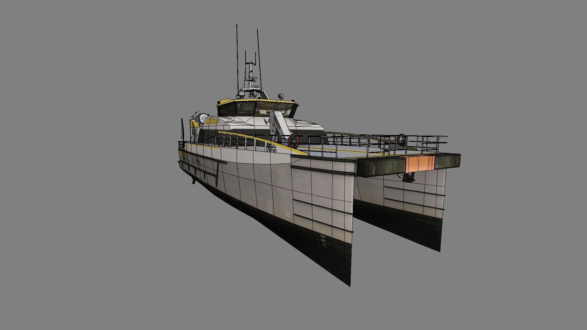 Wind Farm Support Vessel 3d model low-poly Low-poly 3D model_4