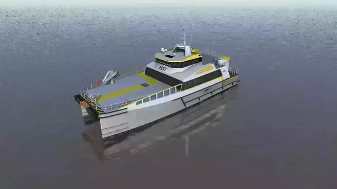 Wind Farm Support Vessel 3d model low-poly Low-poly 3D model