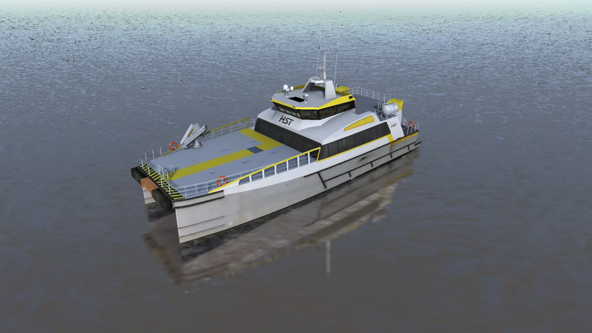 Wind Farm Support Vessel 3d model low-poly Low-poly 3D model_0
