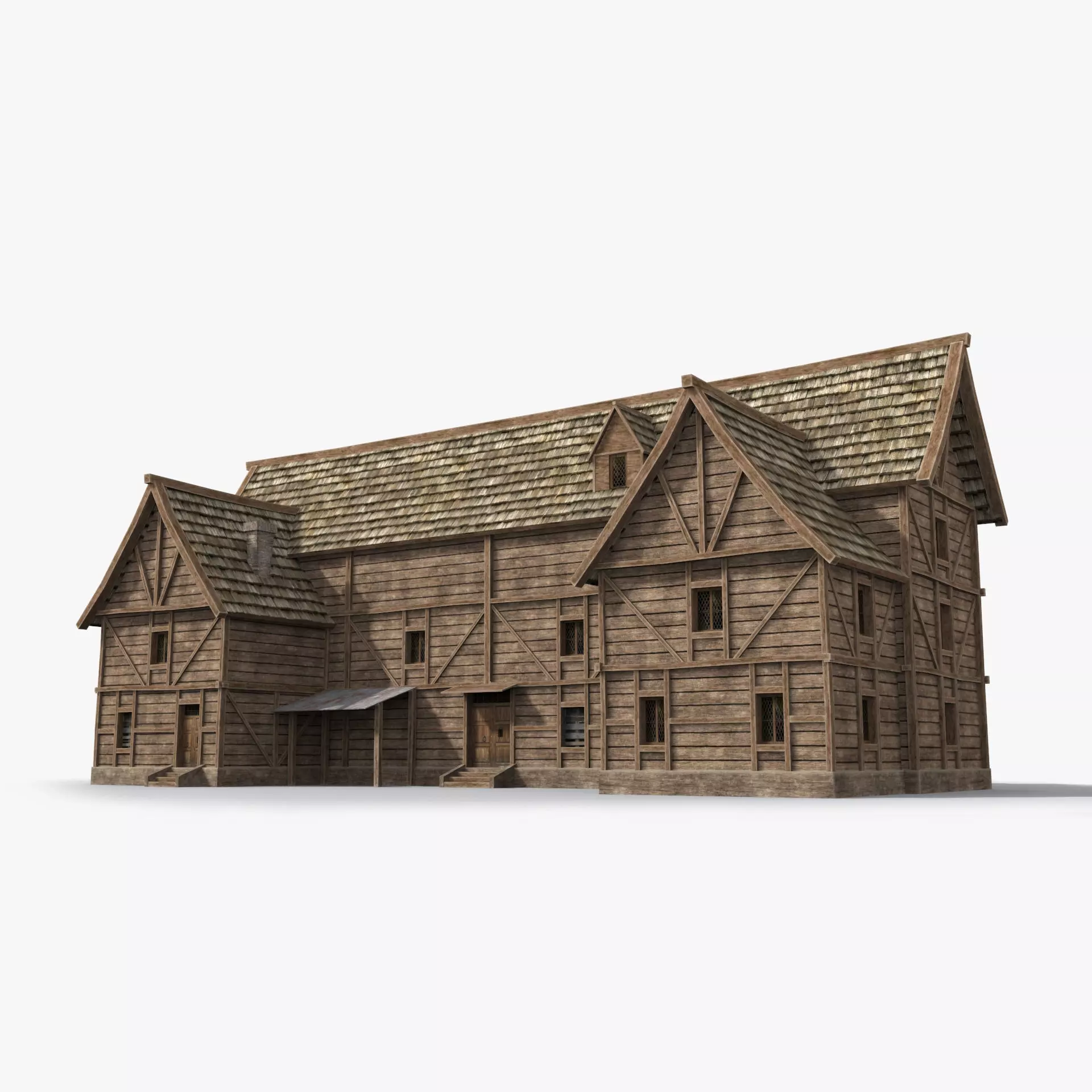 Medieval house x20 Low-poly 3D model_0