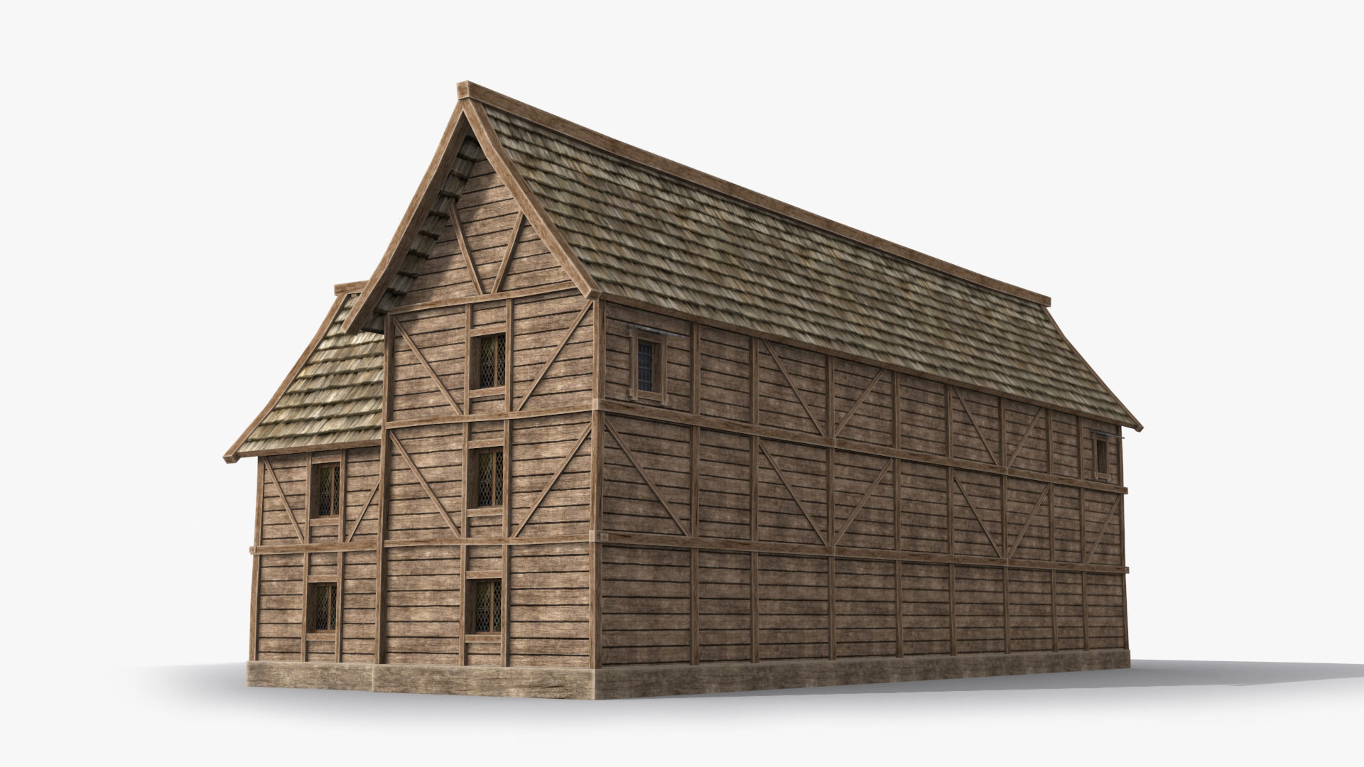 Medieval house x20 Low-poly 3D model_4