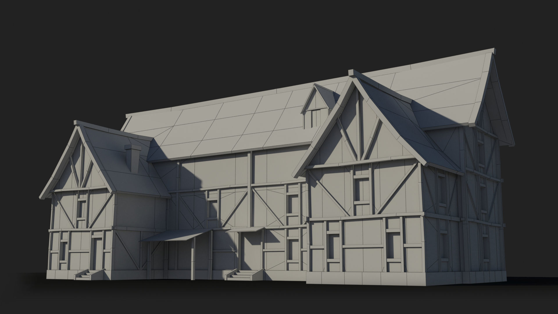 Medieval house x20 Low-poly 3D model_5