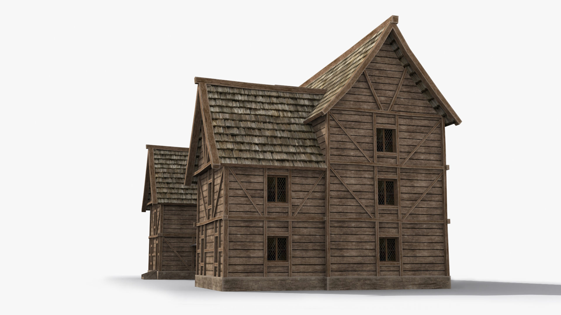 Medieval house x20 Low-poly 3D model_3