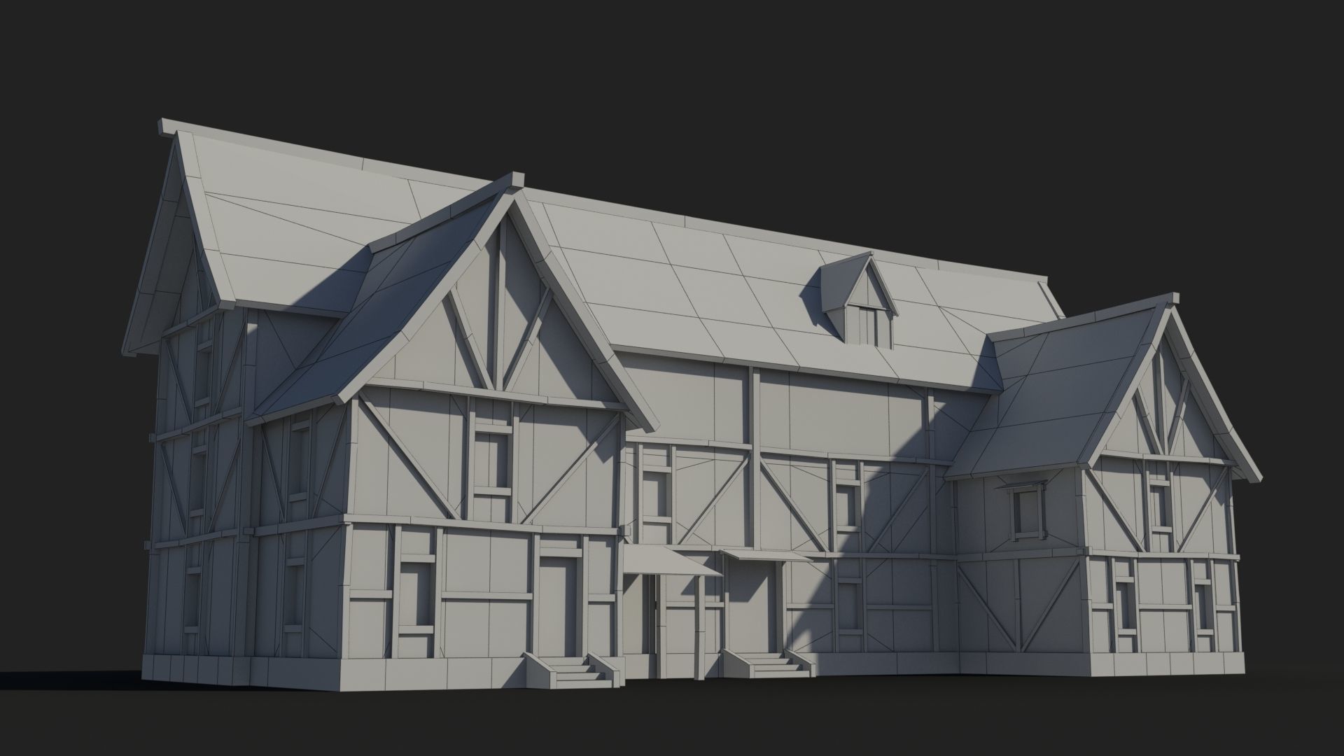 Medieval house x20 Low-poly 3D model_7