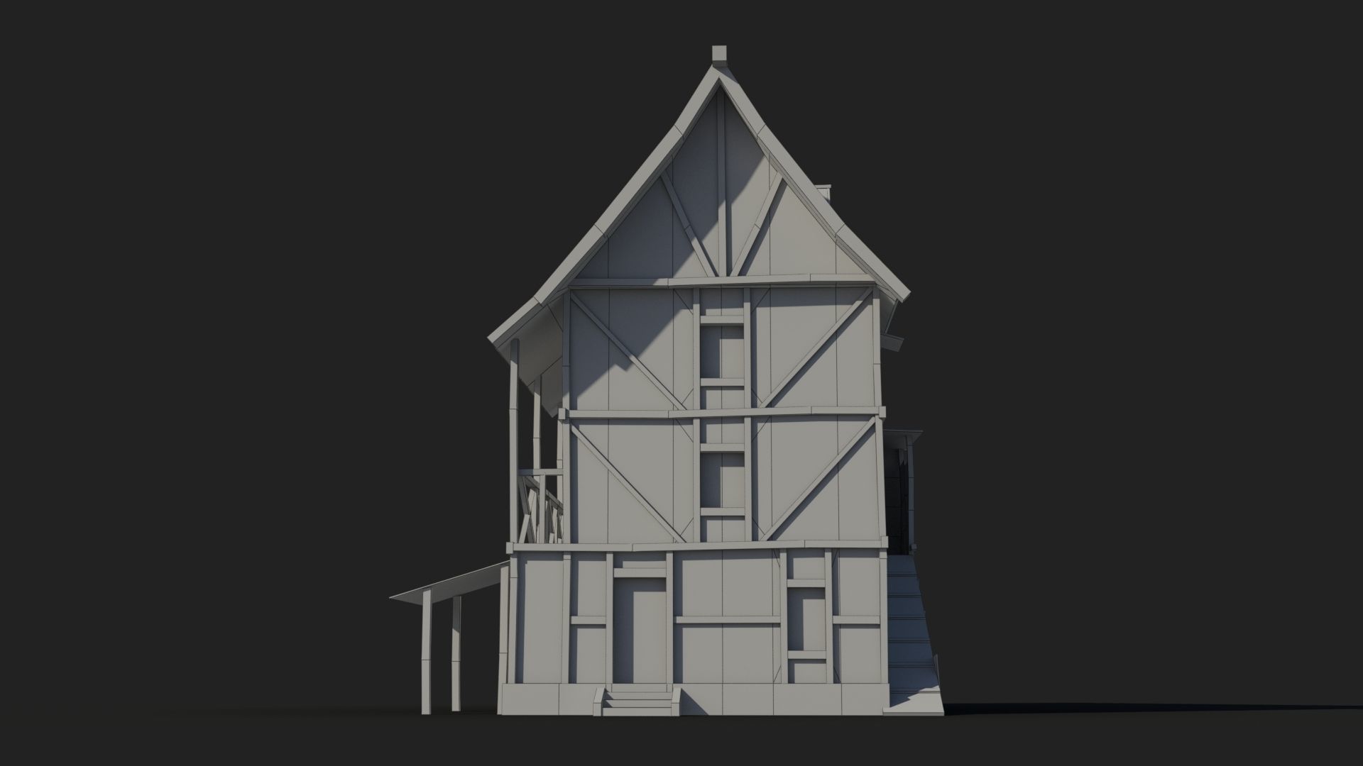 Medieval house x21 Low-poly 3D model_6