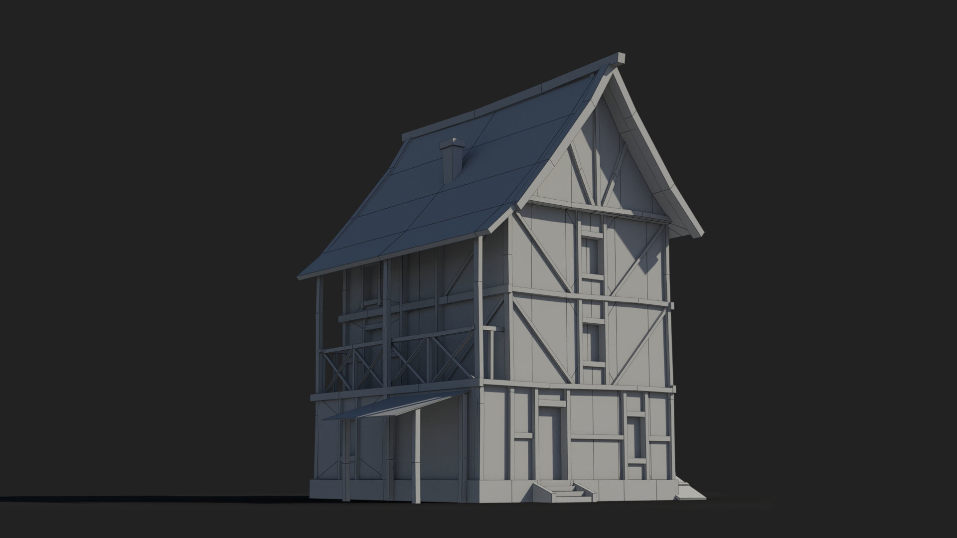 Medieval house x21 Low-poly 3D model_7