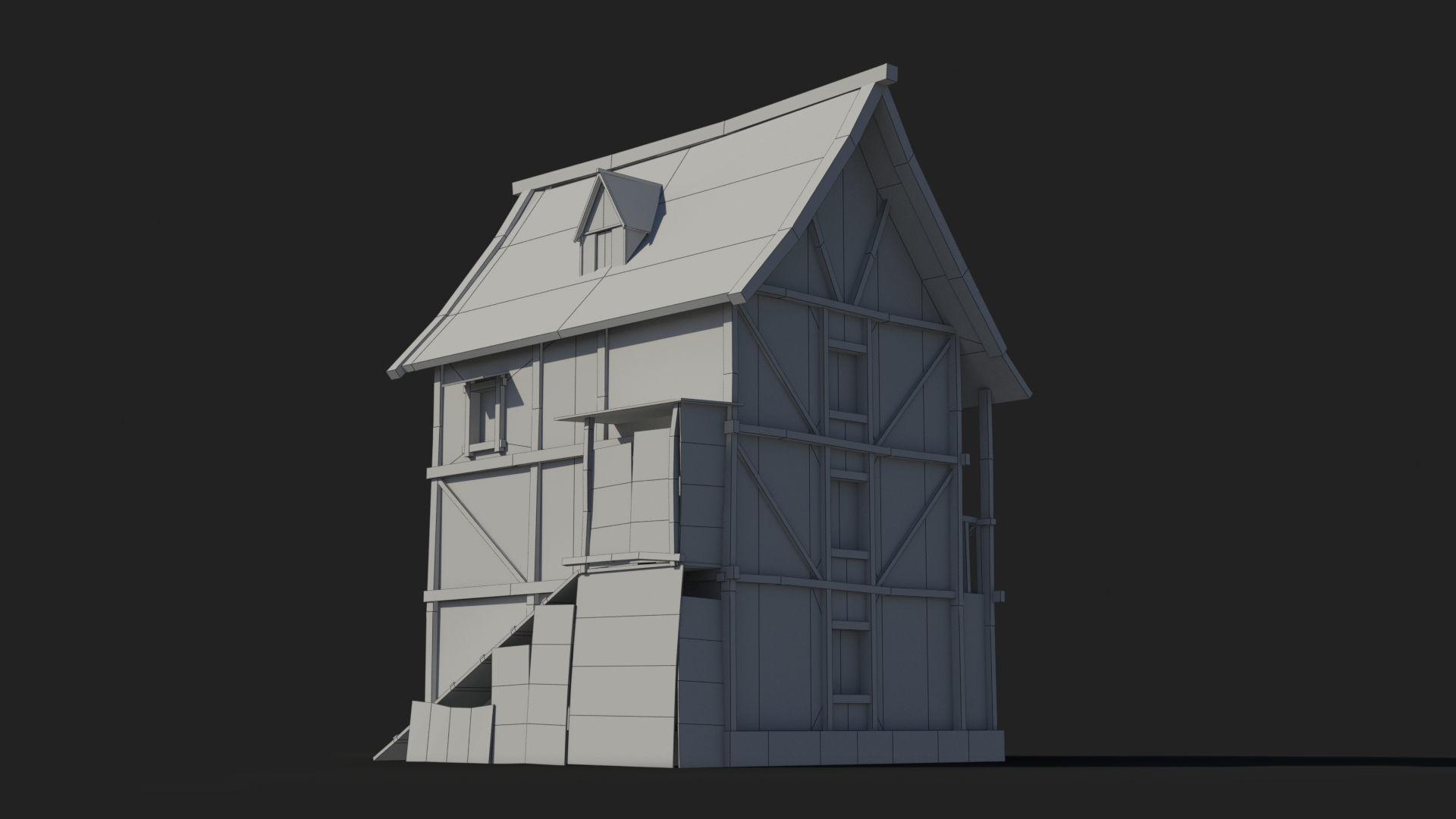 Medieval house x21 Low-poly 3D model_9