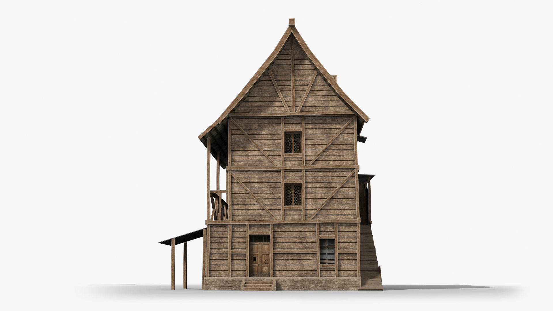 Medieval house x21 Low-poly 3D model_1