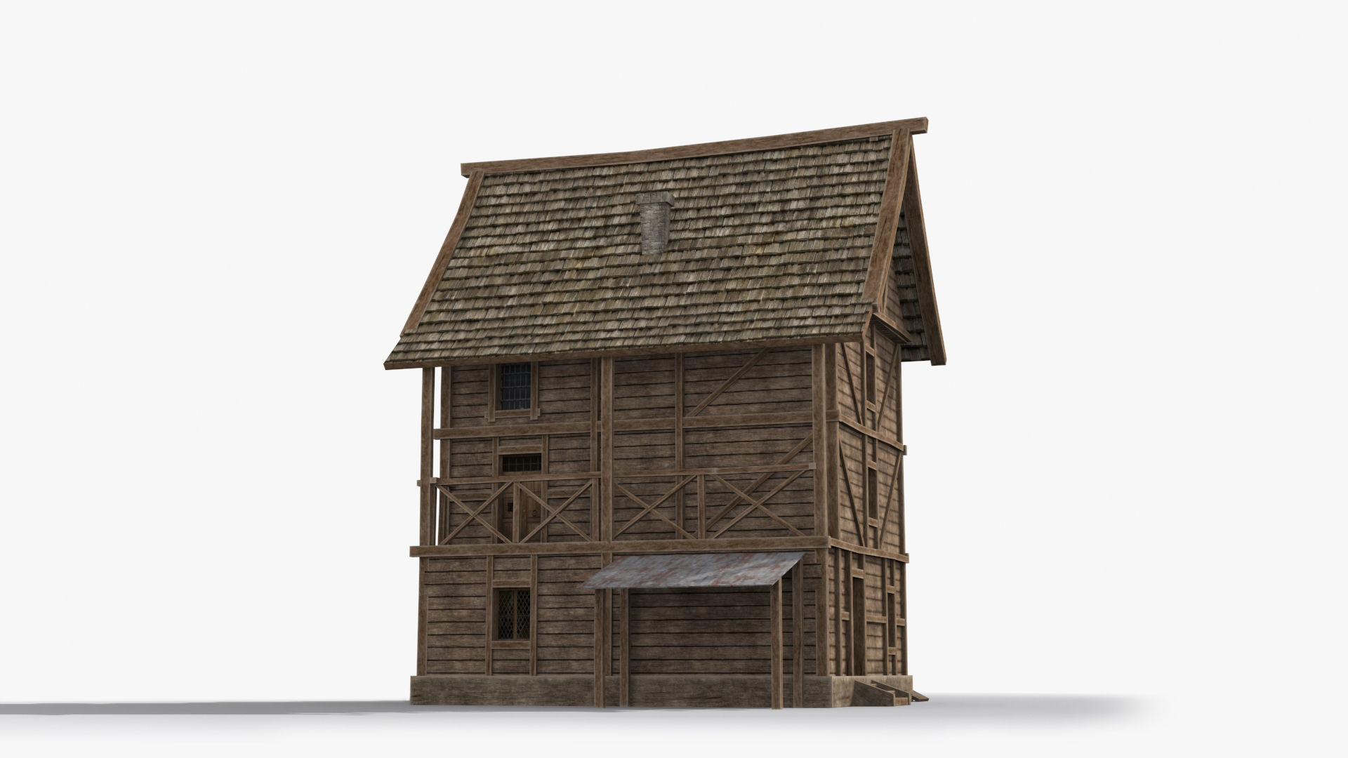Medieval house x21 Low-poly 3D model_3