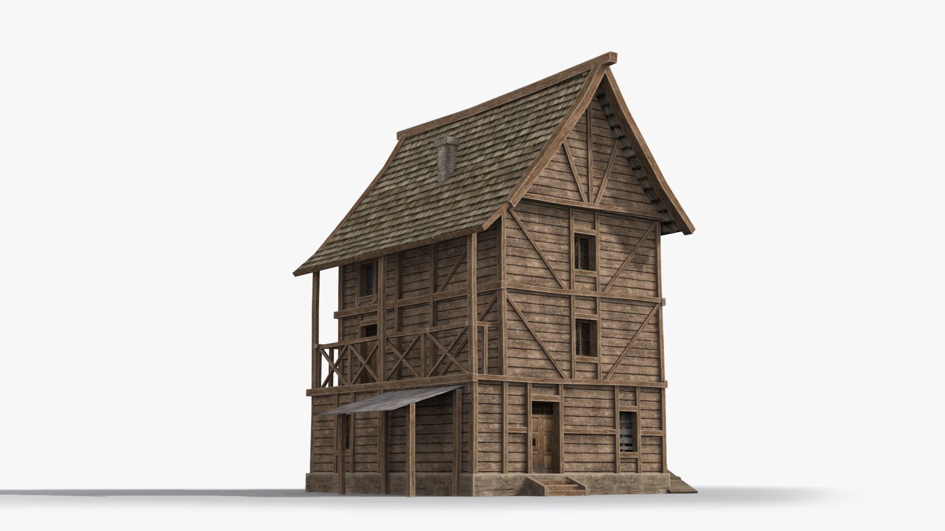 Medieval house x21 Low-poly 3D model_2