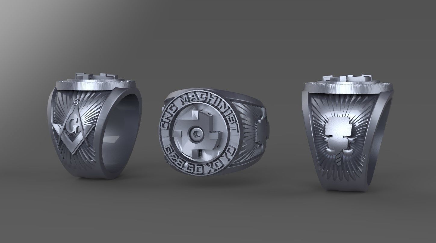 CNC Machinist Masonic Ring 3D model 3D printable CGTrader