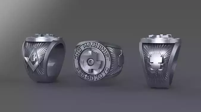 CNC Machinist  Masonic Ring 3D print model