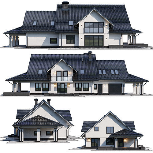 Privat house 4 with Blender file 3D model 2
