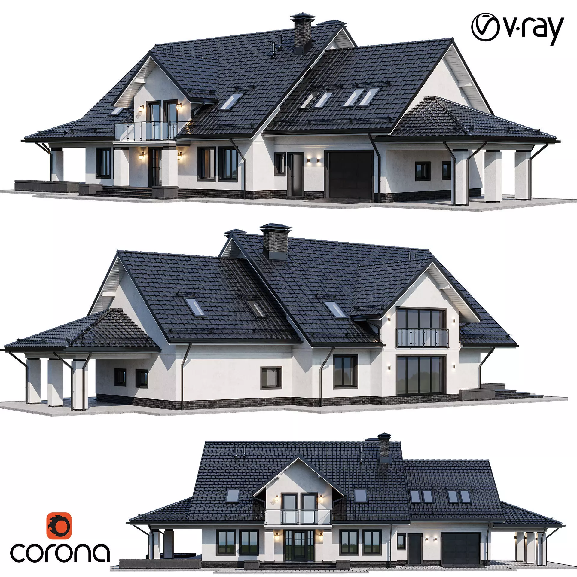 Privat house 4 with Blender file 3D model_0