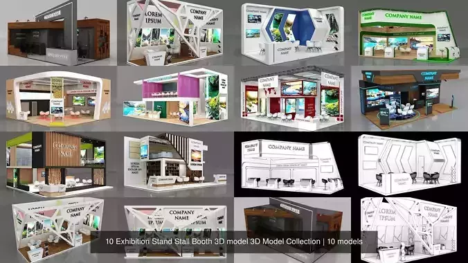10 Exhibition Stand Stall Booth 3D model 3D Model Collection 