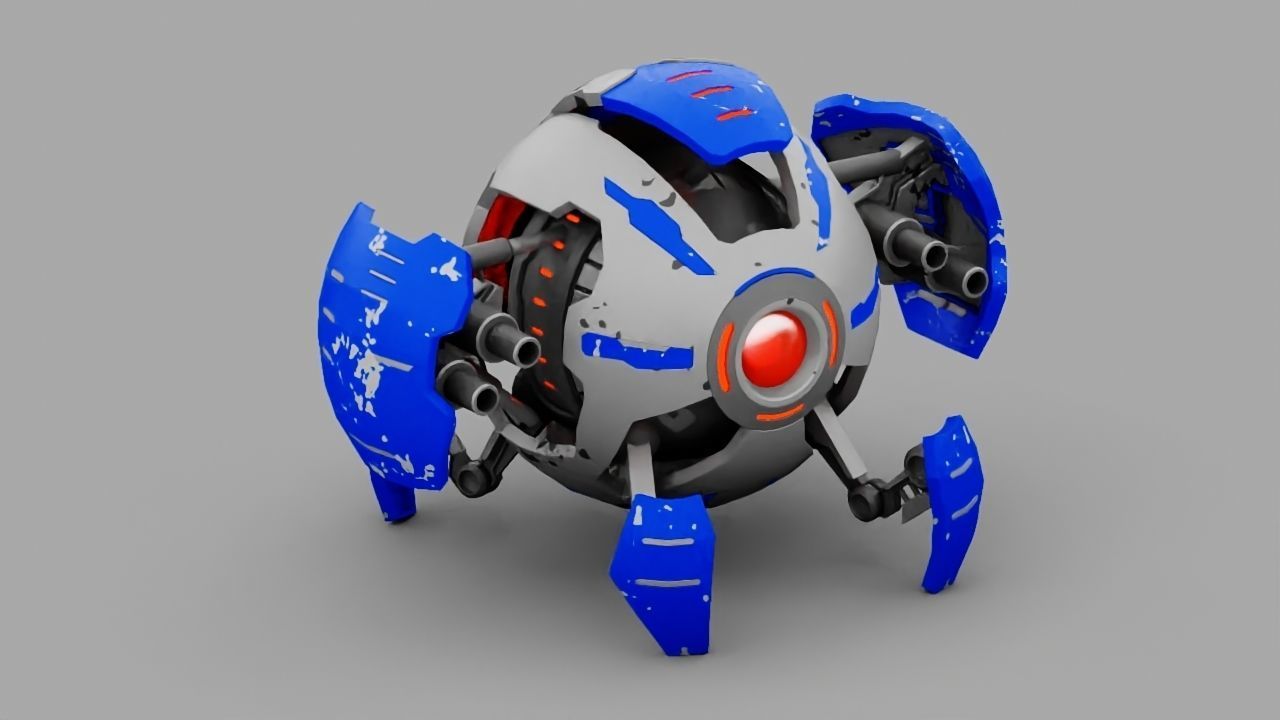 ball robot  rigged character 3D model_2