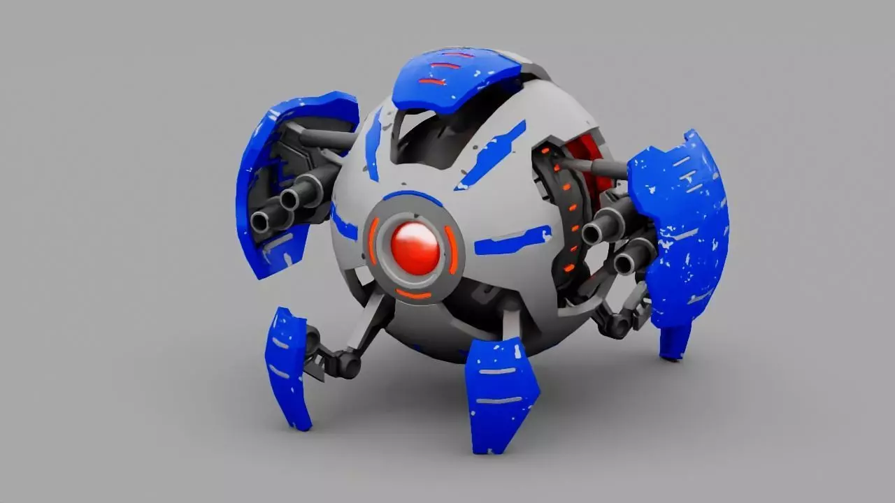 ball robot  rigged character 3D model_0