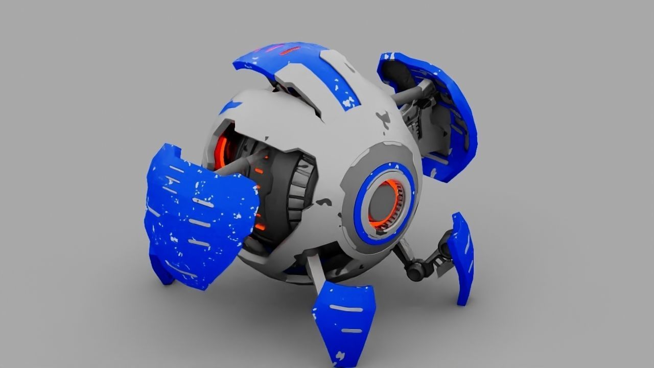ball robot  rigged character 3D model_6