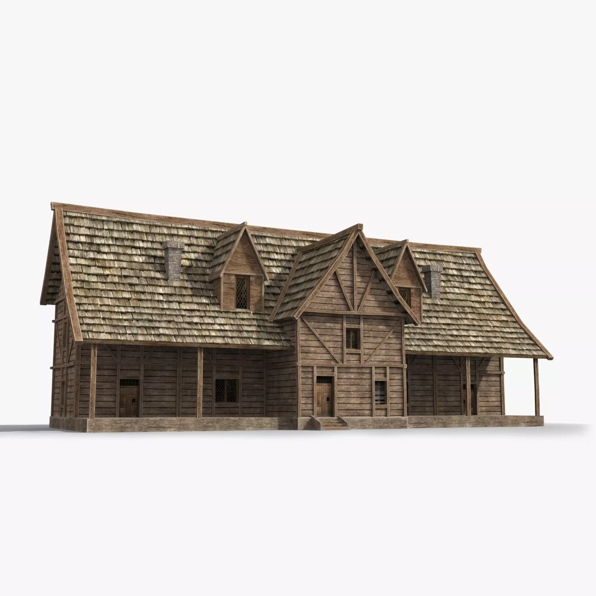 Medieval house x25 Low-poly 3D model_0