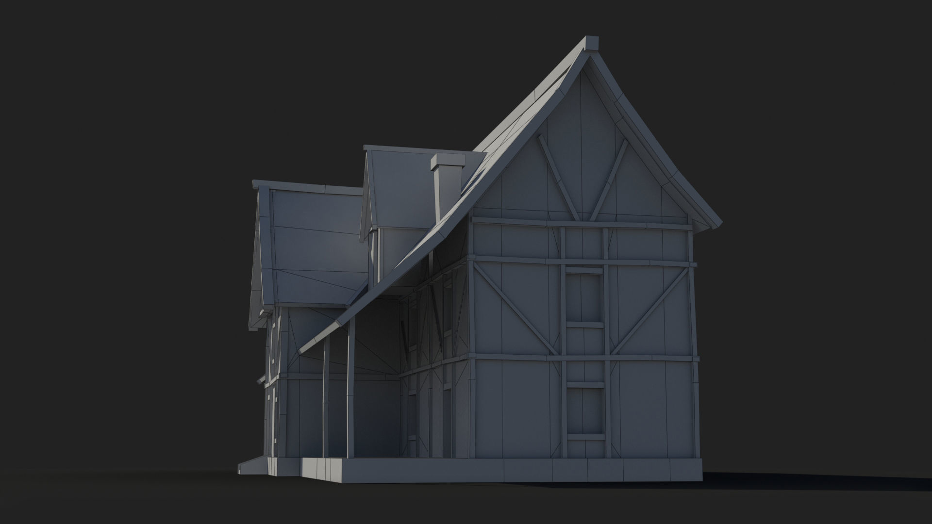 Medieval house x25 Low-poly 3D model_8