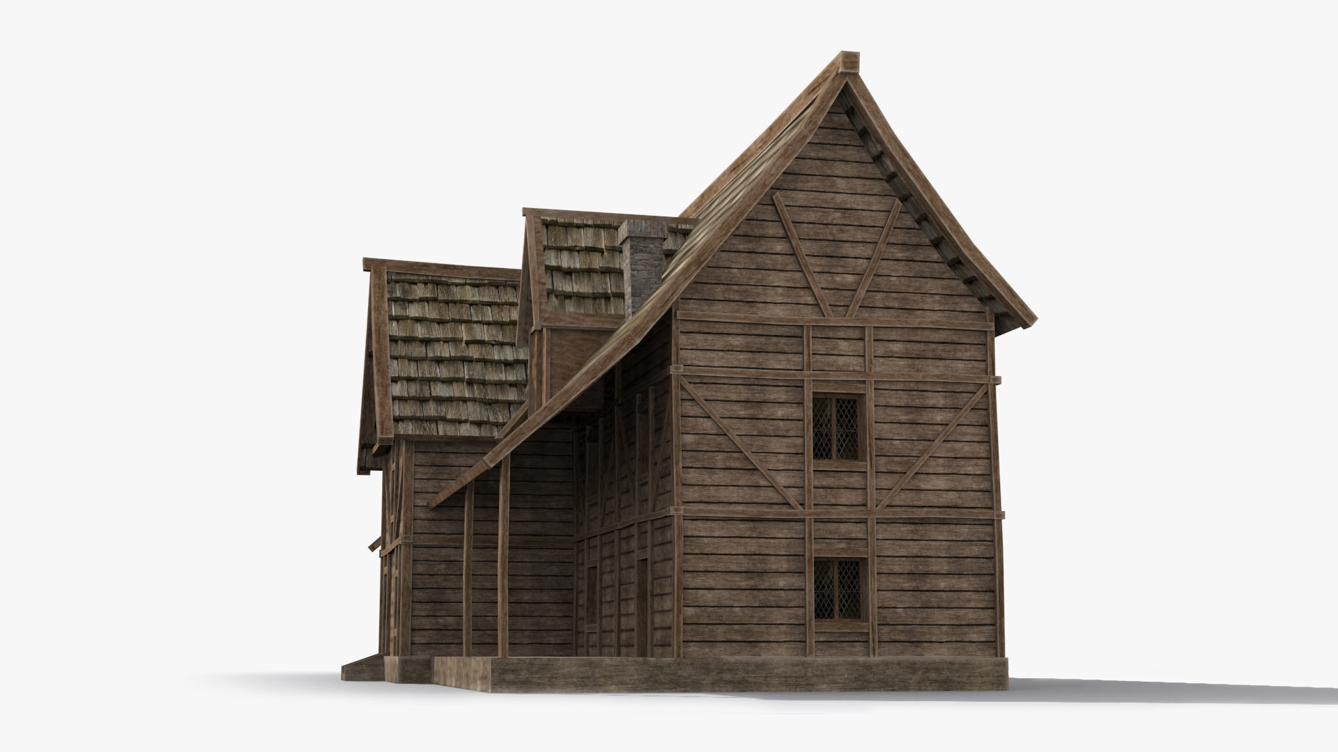 Medieval house x25 Low-poly 3D model_3