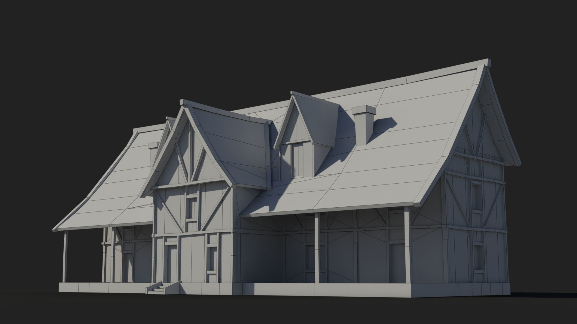 Medieval house x25 Low-poly 3D model_7