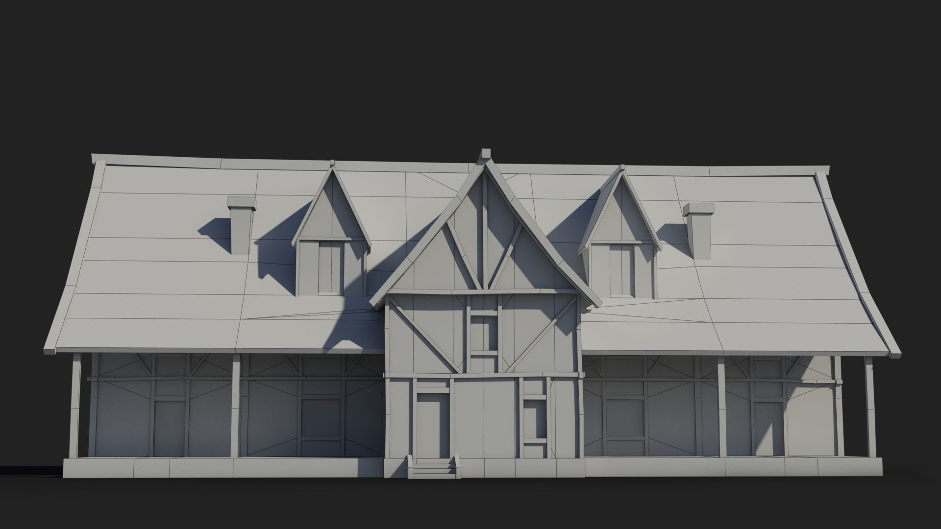 Medieval house x25 Low-poly 3D model_6
