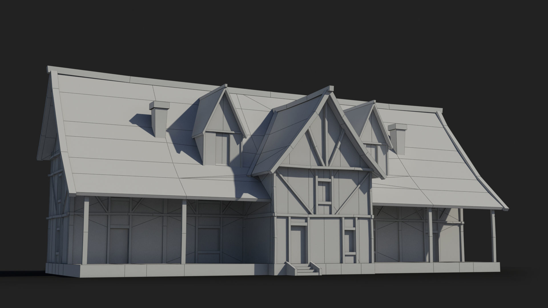 Medieval house x25 Low-poly 3D model_5