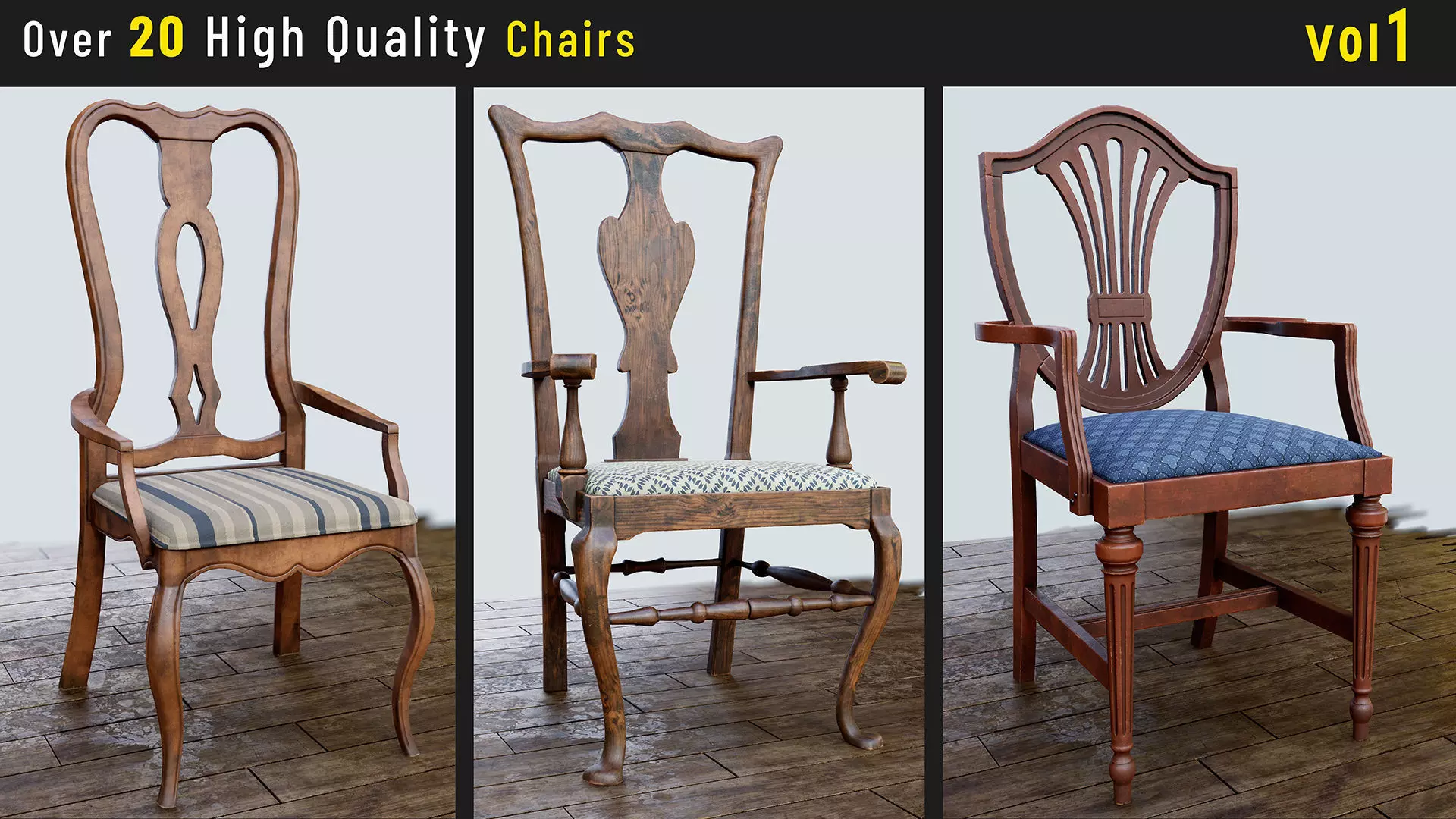 Game-Ready Chairs high quality vol Low-poly 3D model