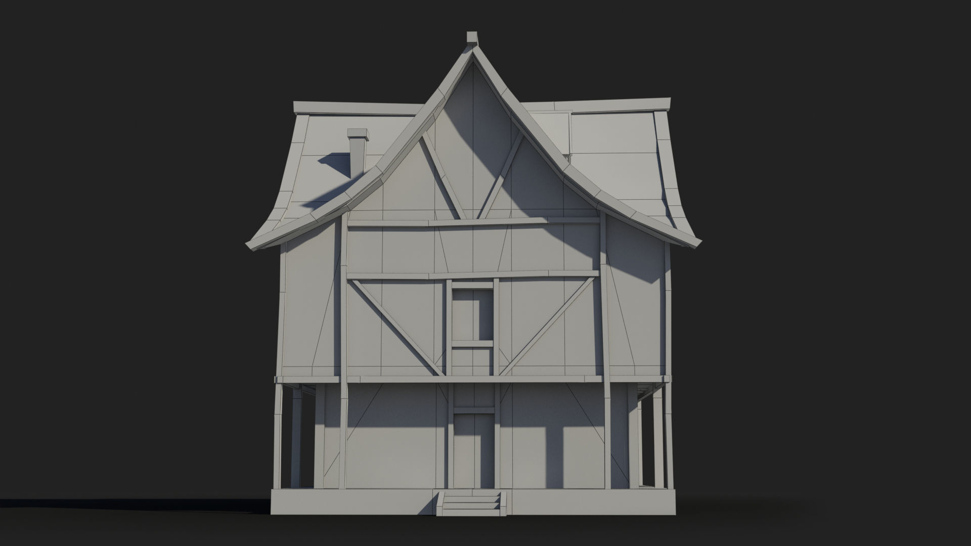 Medieval house x29 Low-poly 3D model_6