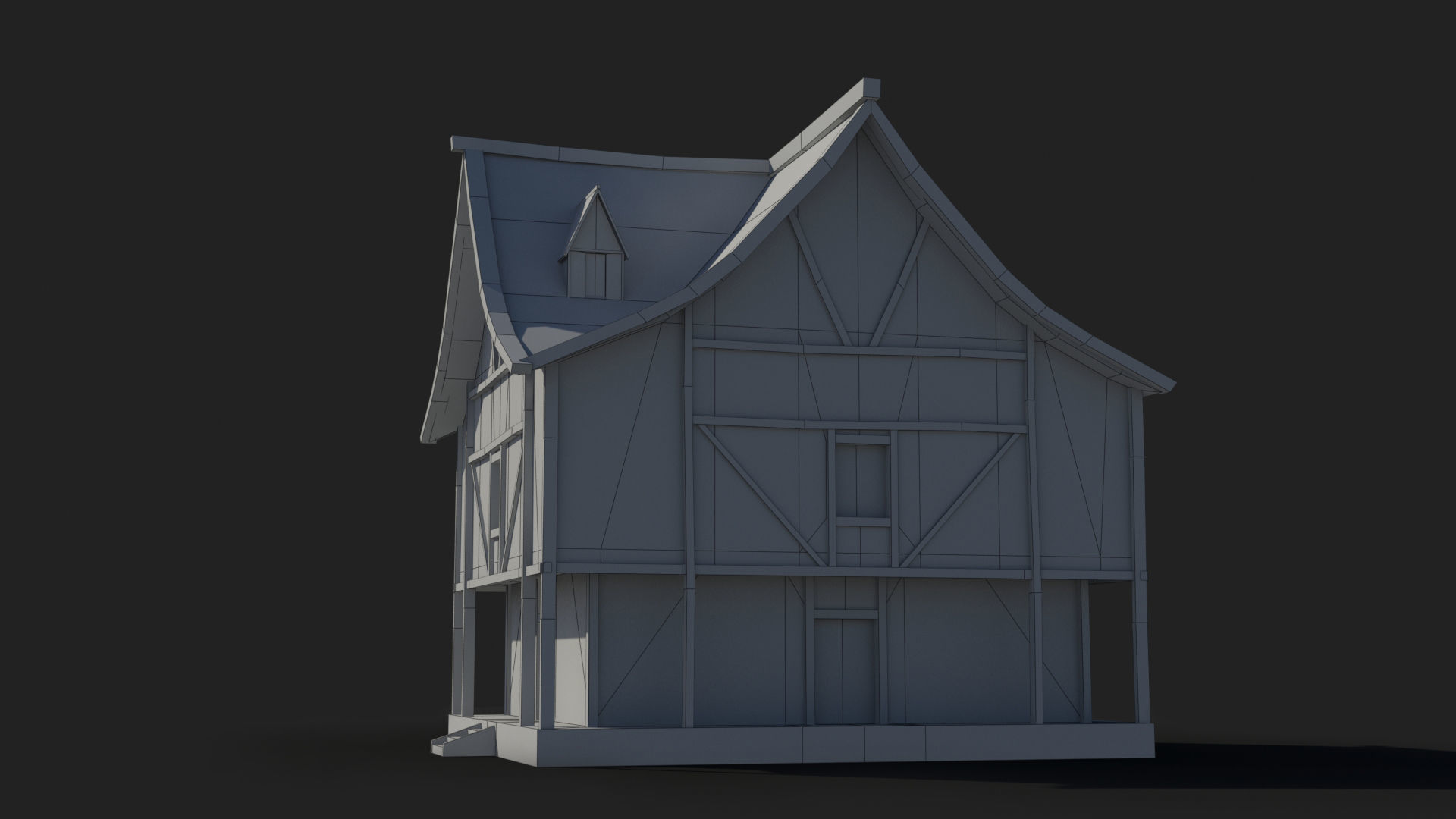 Medieval house x29 Low-poly 3D model_8