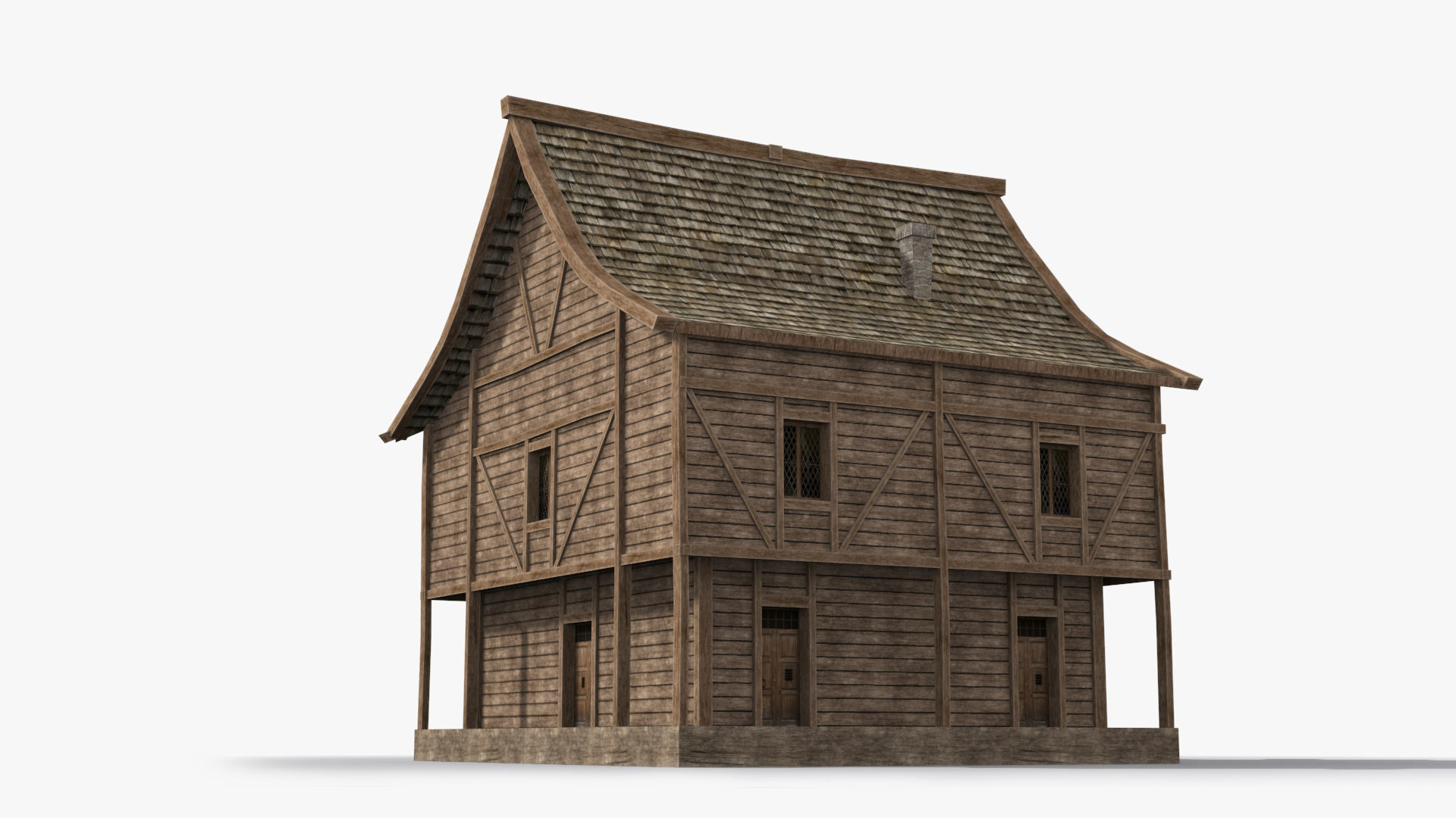 Medieval house x29 Low-poly 3D model_4