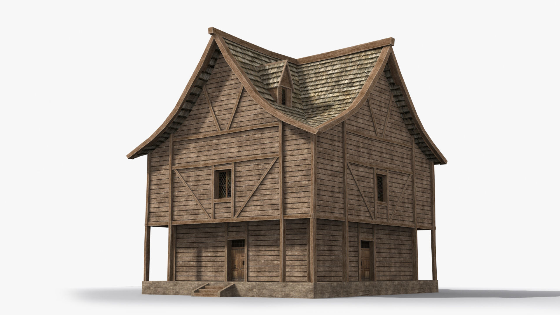 Medieval house x29 Low-poly 3D model_2
