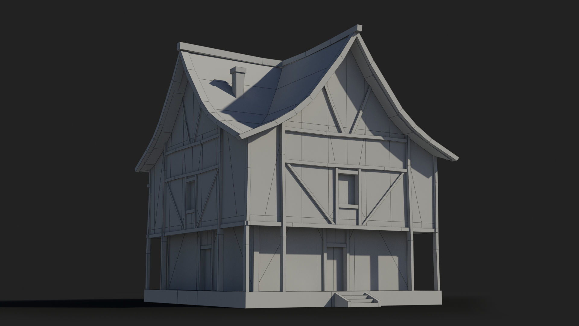 Medieval house x29 Low-poly 3D model_5
