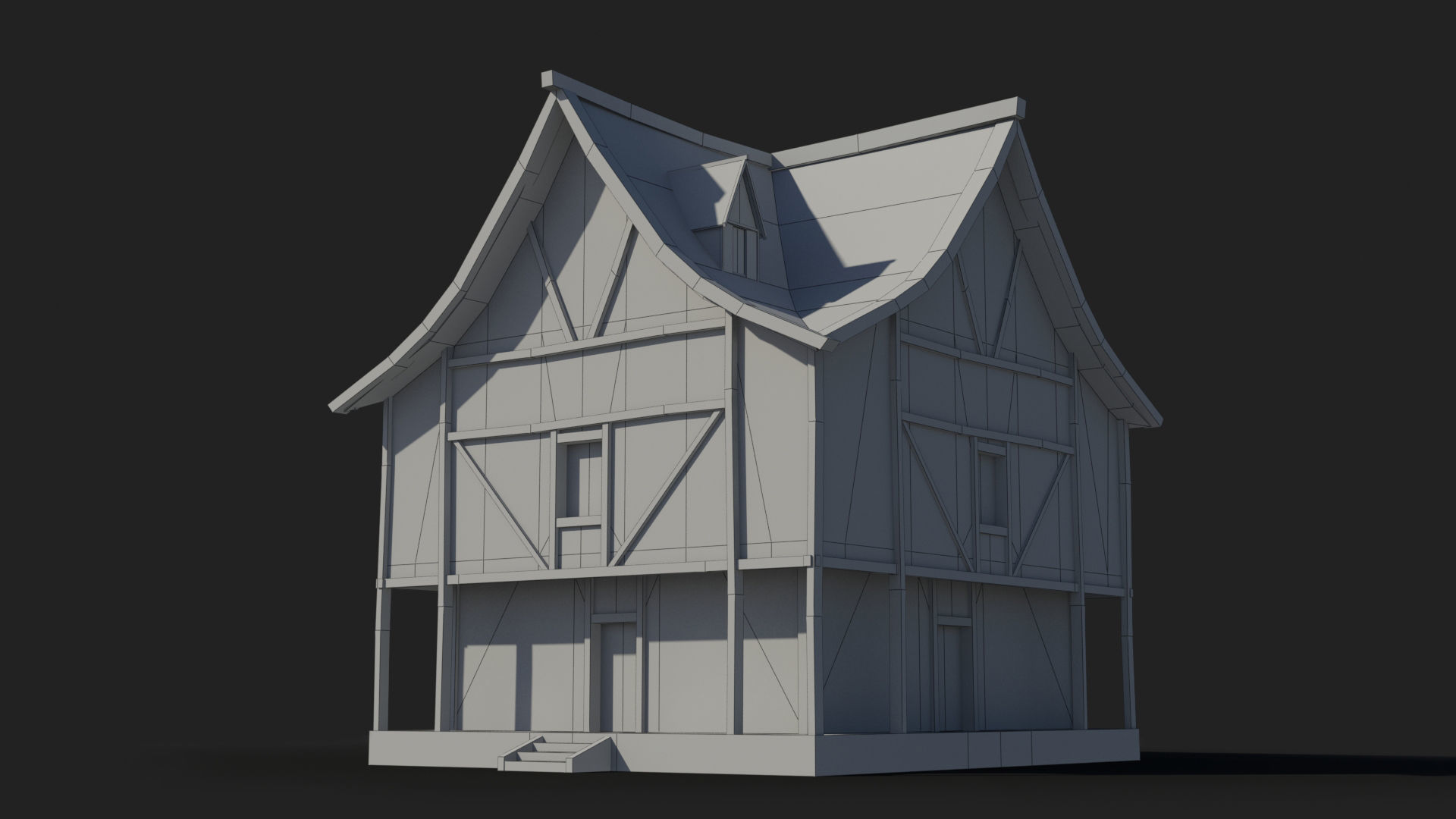 Medieval house x29 Low-poly 3D model_7