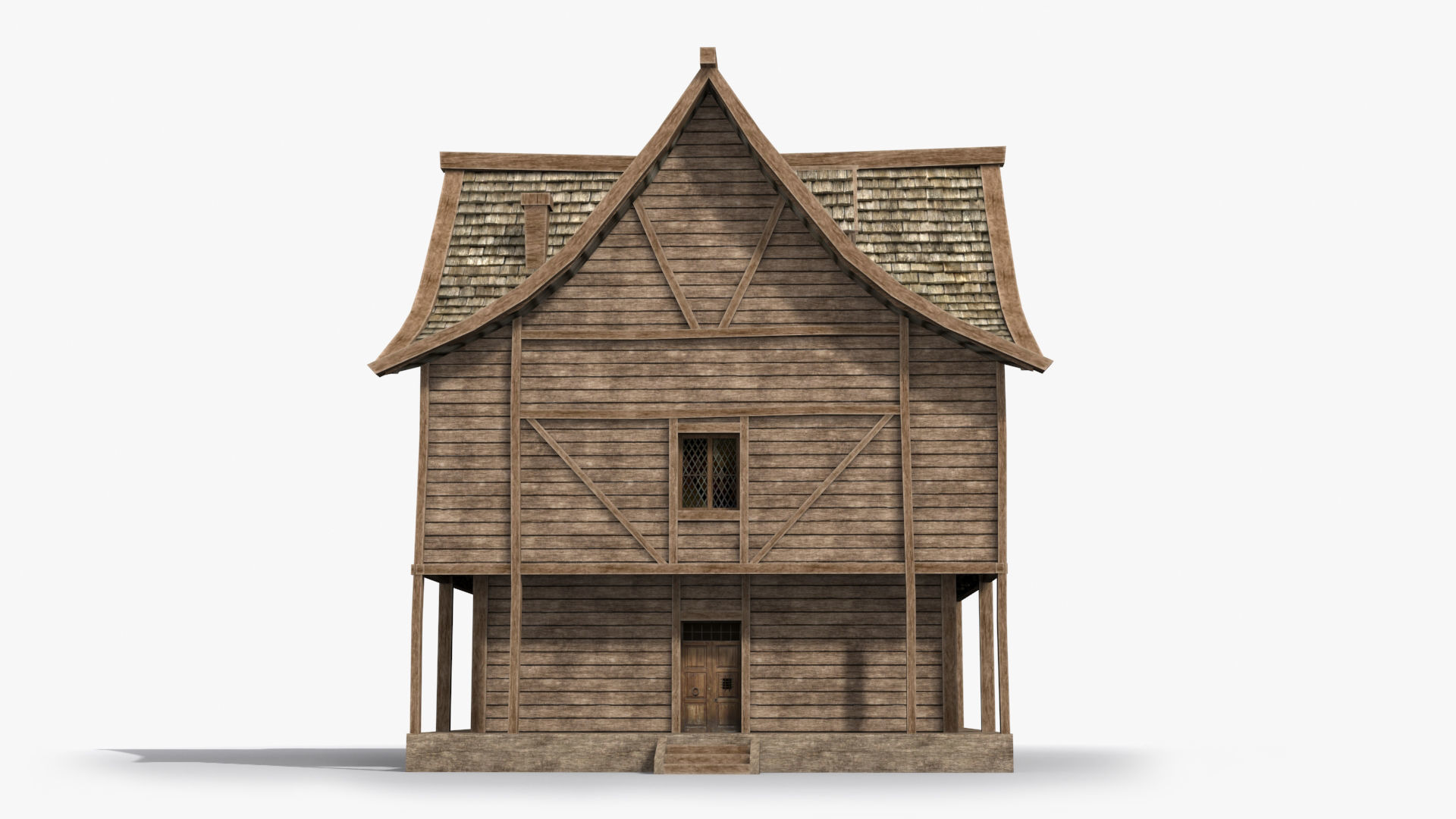 Medieval house x29 Low-poly 3D model_1