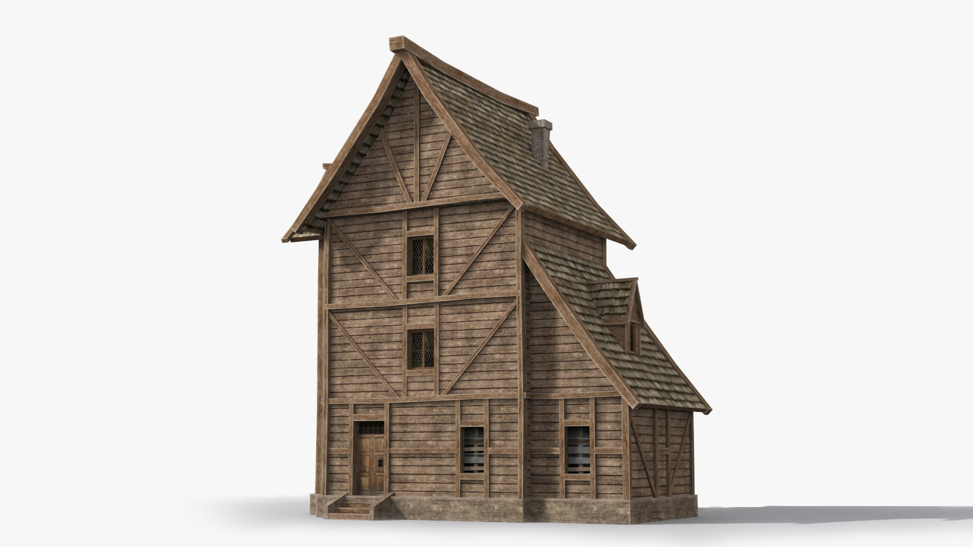 Medieval house x30 Low-poly 3D model_2