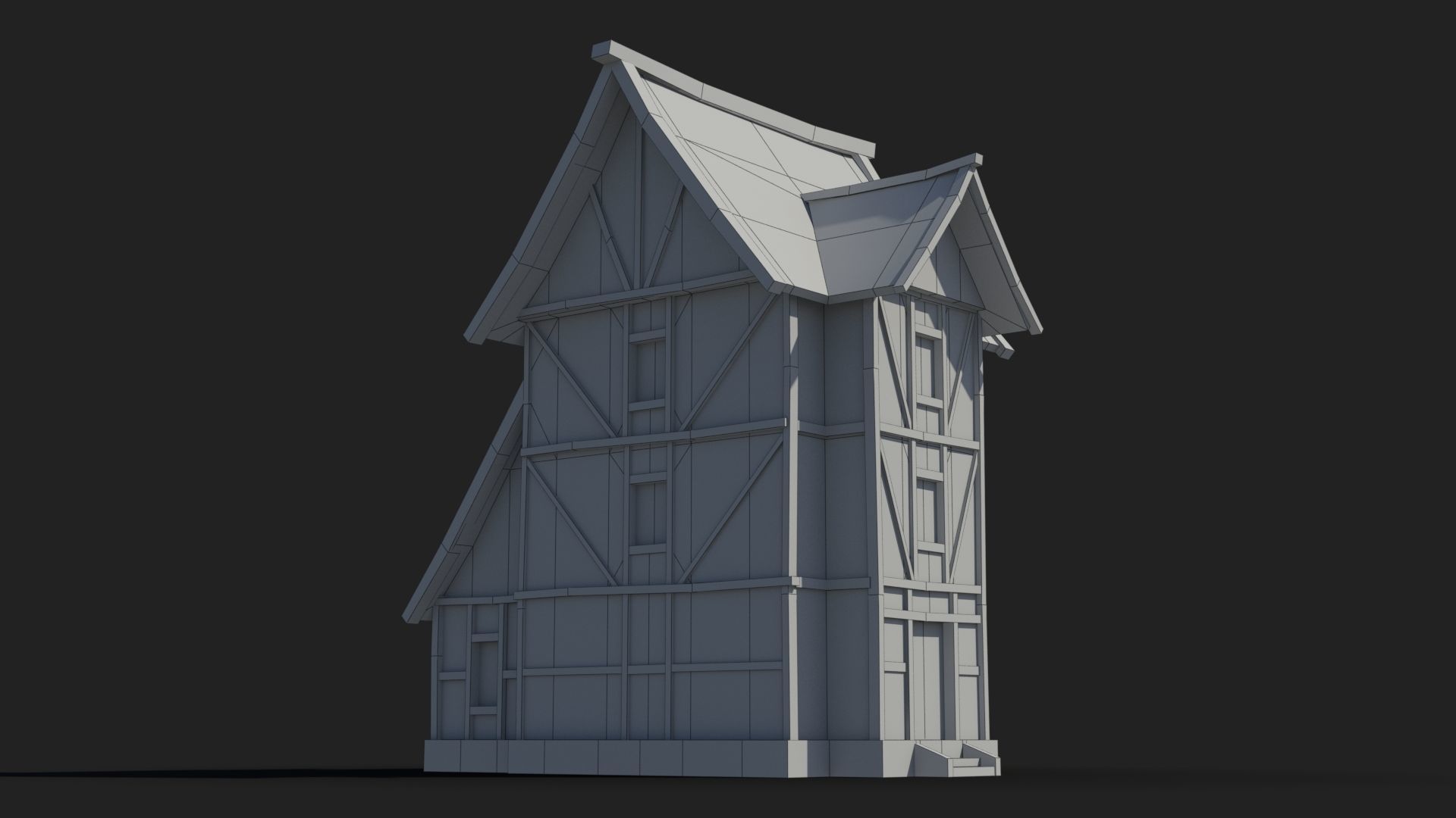 Medieval house x30 Low-poly 3D model_9