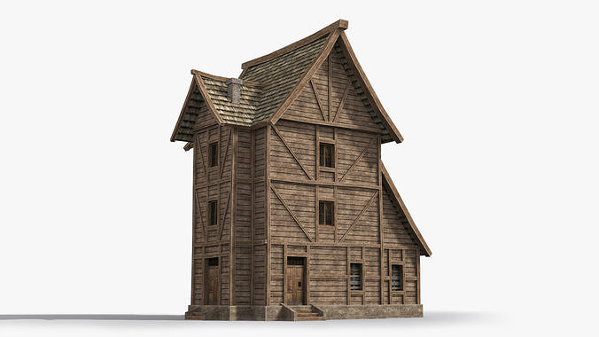 Medieval house x30 Low-poly 3D model