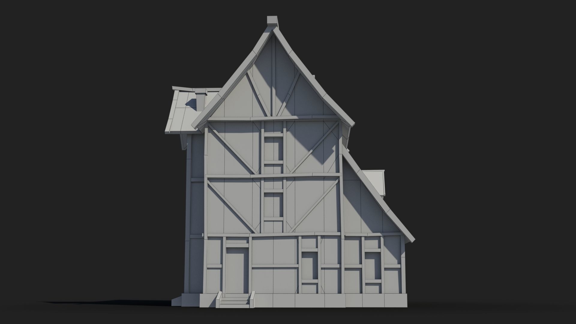 Medieval house x30 Low-poly 3D model_6