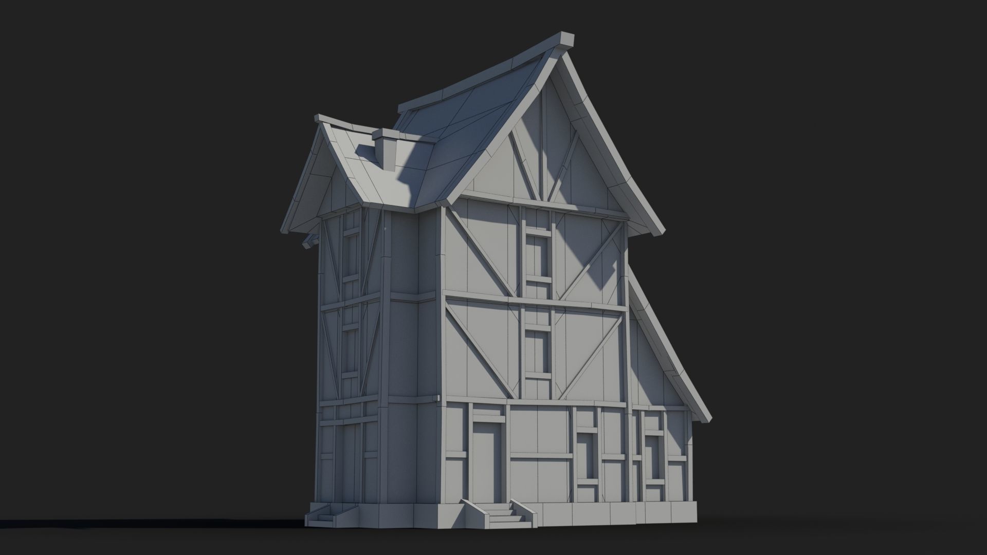 Medieval house x30 Low-poly 3D model_5