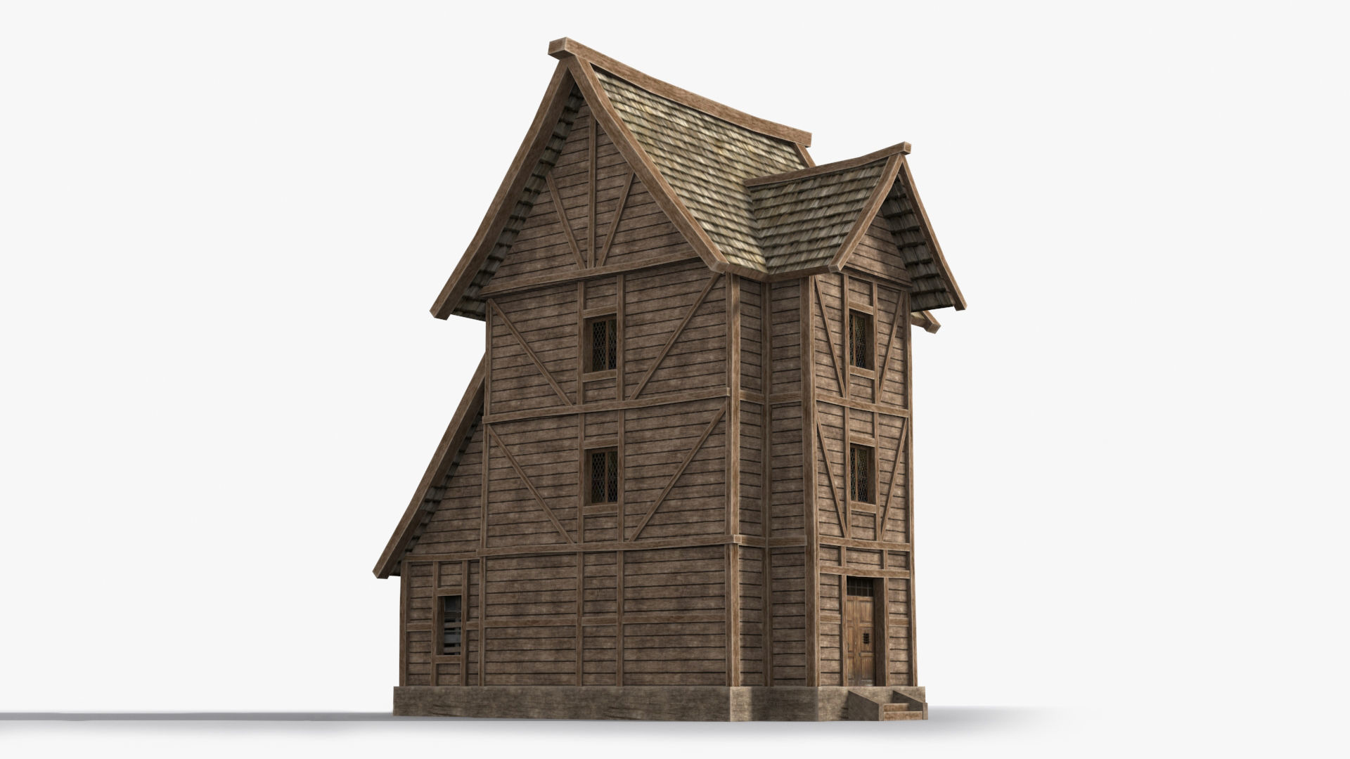 Medieval house x30 Low-poly 3D model_4