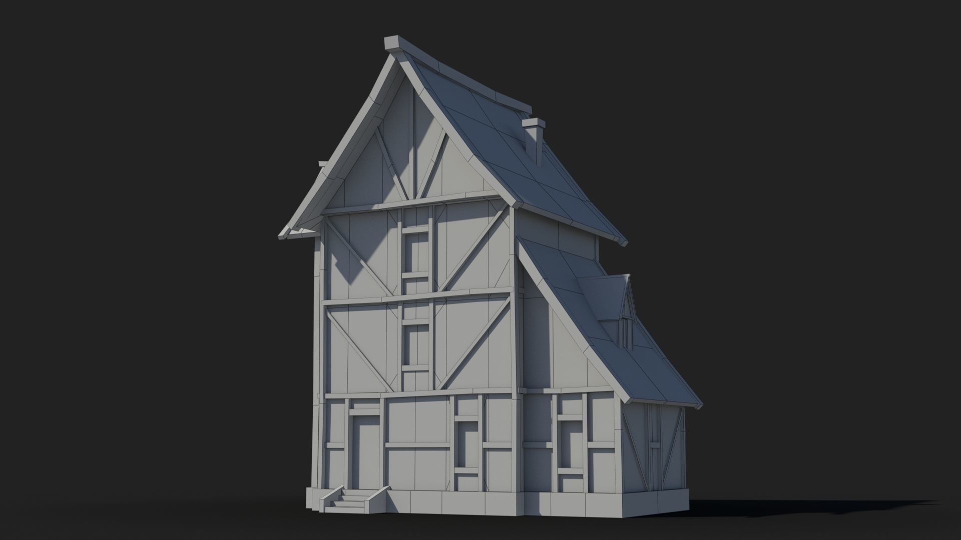 Medieval house x30 Low-poly 3D model_7